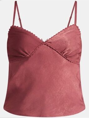 Satin Camisole Tank Top in Dusty Rose - No Boundaries Medium (8-10)